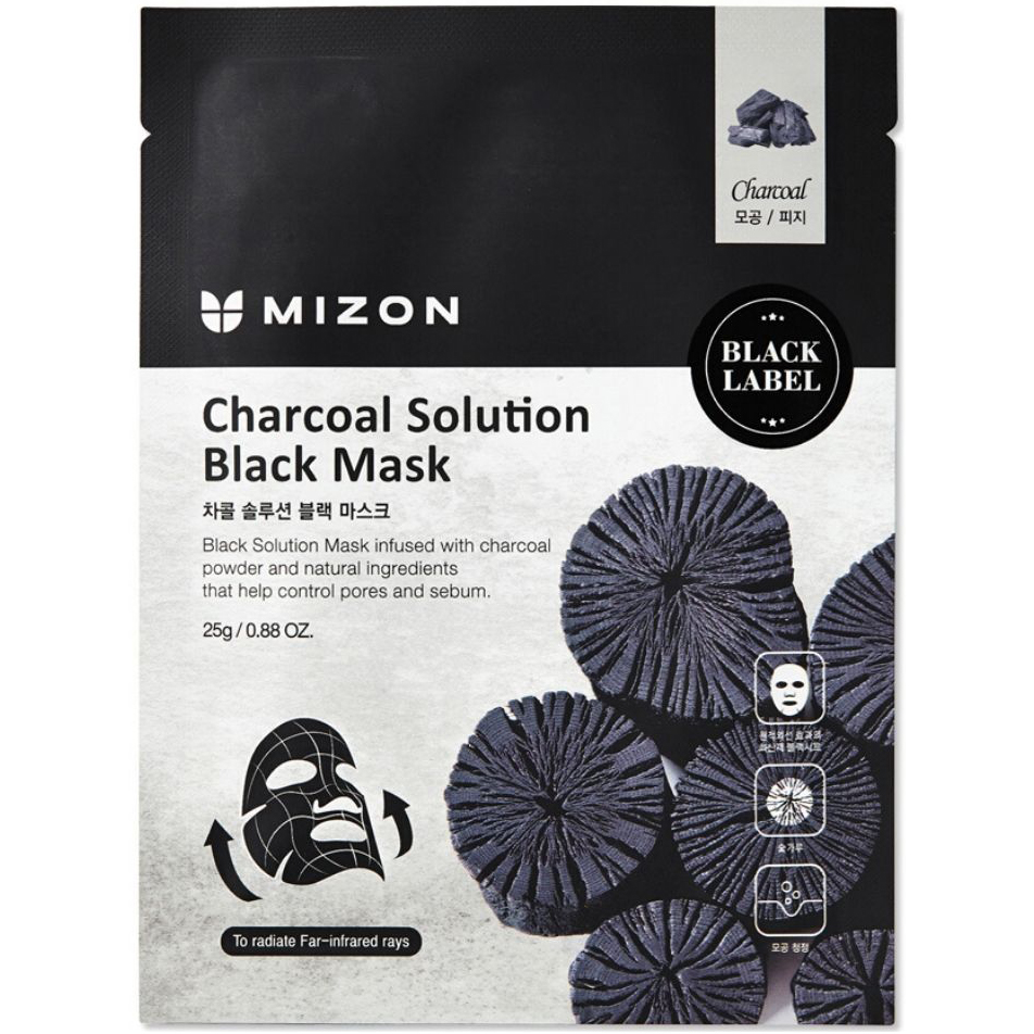 Тканинна маска для шкіри обличчя з деревним вугіллям, 25 гр. 